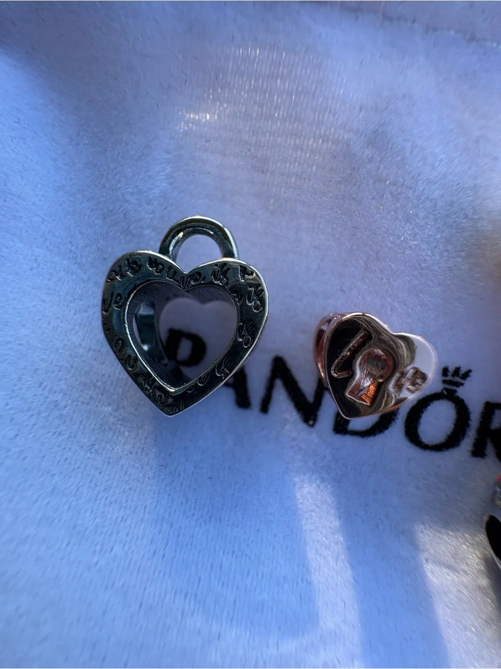 Pandora Two-Tone Heart & Rose Charm Bracelet in Pink and Silver - Picture 7 of 9